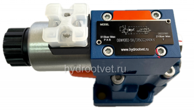 DBW10B2-5X/315XYCG24N9K4 - Предохранительный клапан Ду10 с давлением настройки до 315 бар, управление - X и Y - внешние с разгрузкой B = открыт с электроуправлением G24